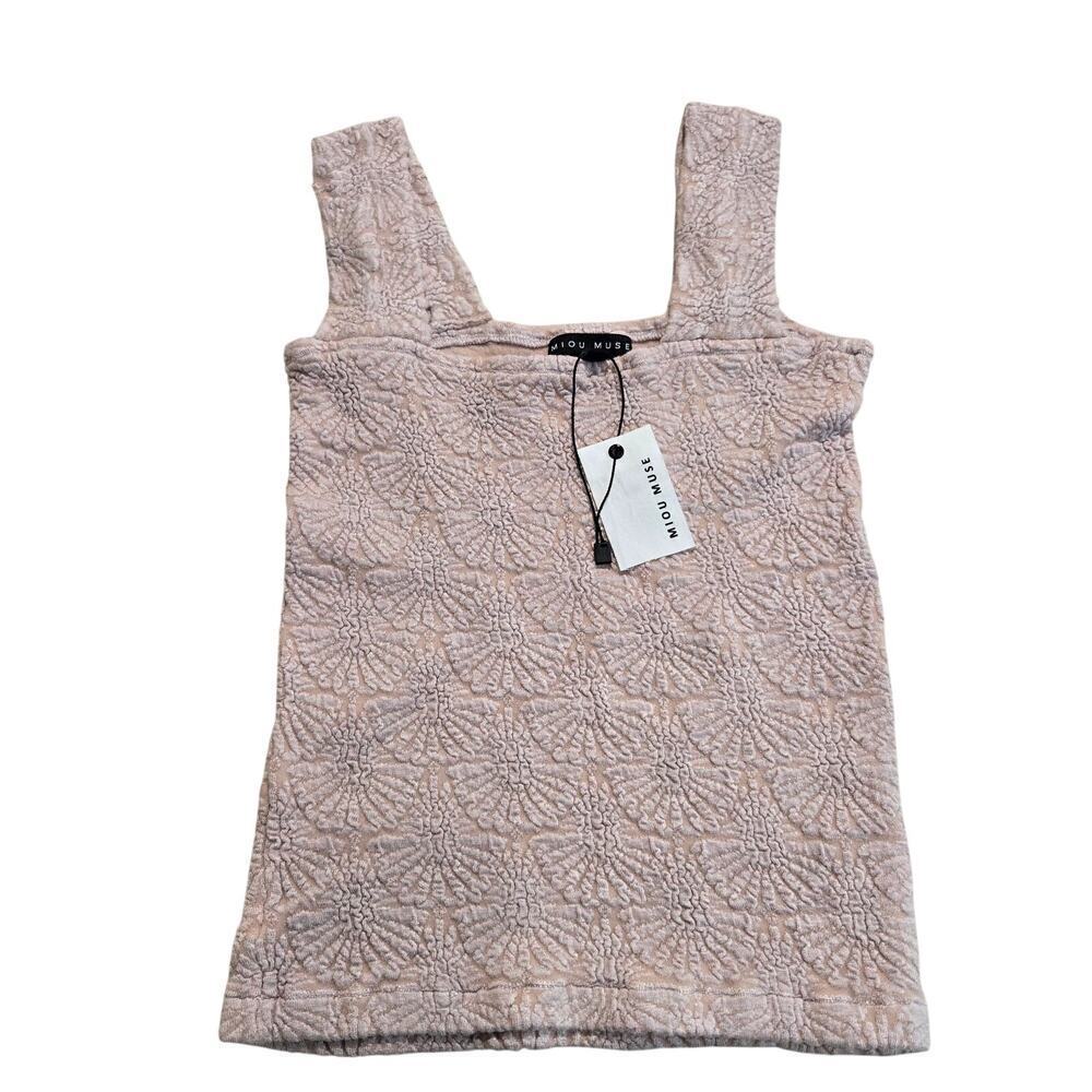 NWT Miou Muse Cropped Jacquard Tank Top Cami Size M Coquette Y2K